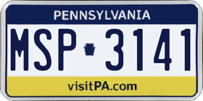 PA license plate MSP3141