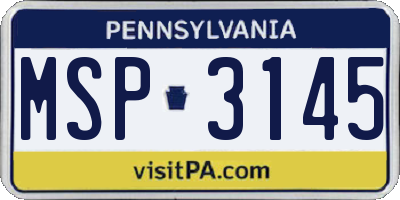 PA license plate MSP3145
