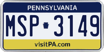 PA license plate MSP3149