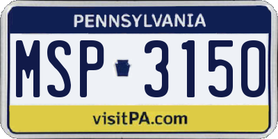 PA license plate MSP3150