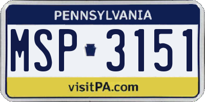 PA license plate MSP3151