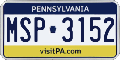 PA license plate MSP3152