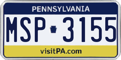 PA license plate MSP3155