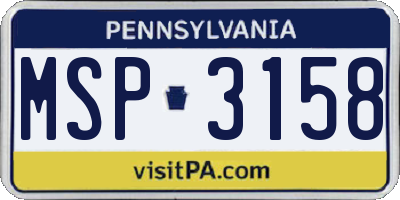 PA license plate MSP3158