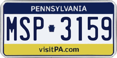PA license plate MSP3159