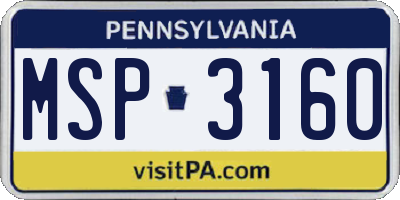 PA license plate MSP3160