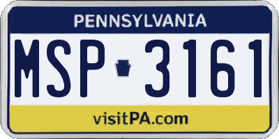 PA license plate MSP3161