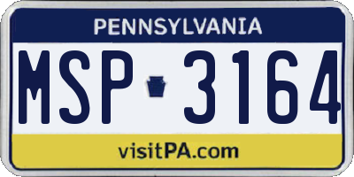 PA license plate MSP3164