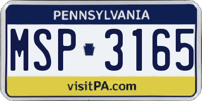 PA license plate MSP3165