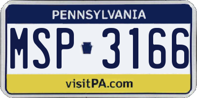 PA license plate MSP3166