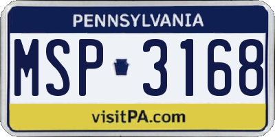 PA license plate MSP3168