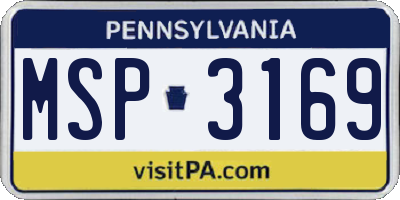 PA license plate MSP3169