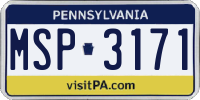 PA license plate MSP3171