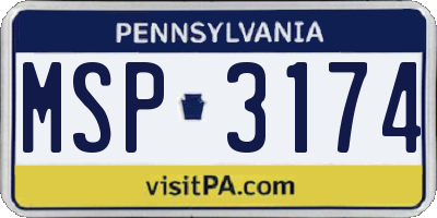 PA license plate MSP3174