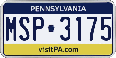 PA license plate MSP3175