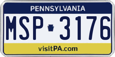 PA license plate MSP3176