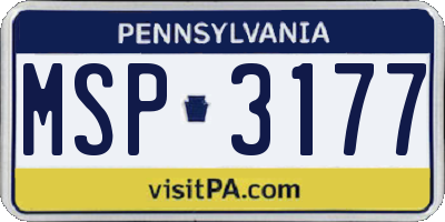 PA license plate MSP3177