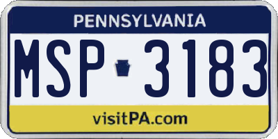 PA license plate MSP3183