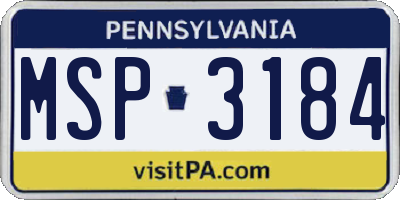 PA license plate MSP3184