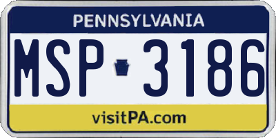 PA license plate MSP3186
