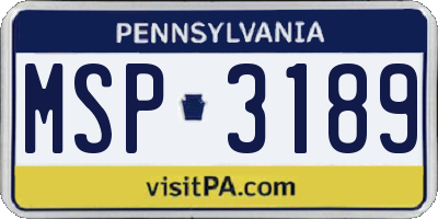 PA license plate MSP3189