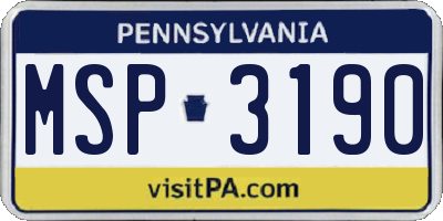 PA license plate MSP3190