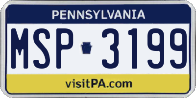 PA license plate MSP3199