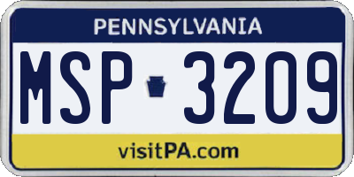 PA license plate MSP3209