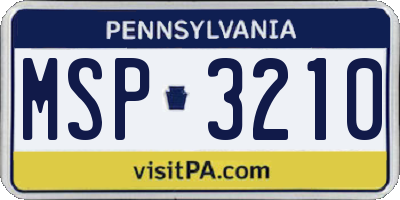 PA license plate MSP3210