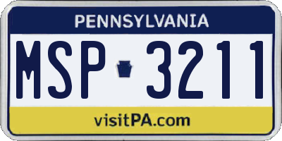 PA license plate MSP3211