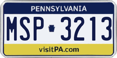 PA license plate MSP3213