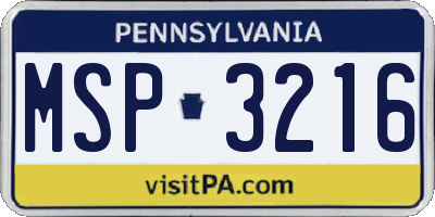 PA license plate MSP3216