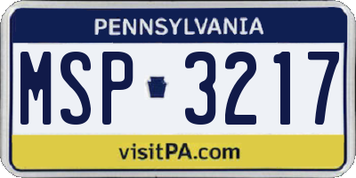 PA license plate MSP3217