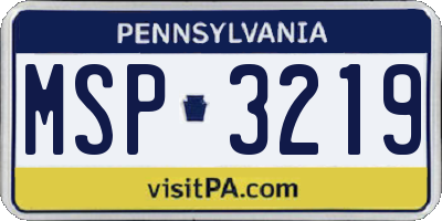 PA license plate MSP3219