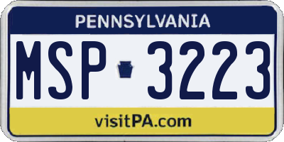 PA license plate MSP3223