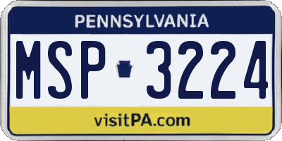 PA license plate MSP3224