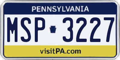PA license plate MSP3227
