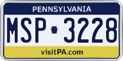 PA license plate MSP3228
