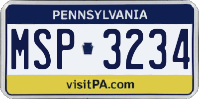 PA license plate MSP3234