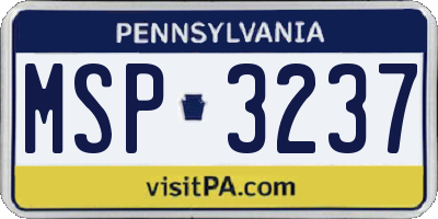 PA license plate MSP3237