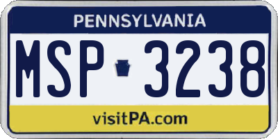 PA license plate MSP3238