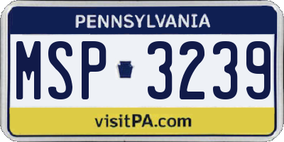 PA license plate MSP3239