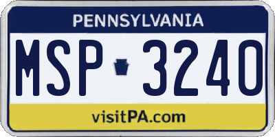 PA license plate MSP3240