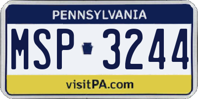 PA license plate MSP3244
