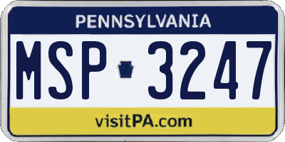 PA license plate MSP3247