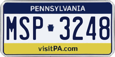 PA license plate MSP3248