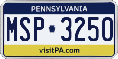 PA license plate MSP3250