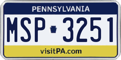 PA license plate MSP3251