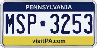 PA license plate MSP3253