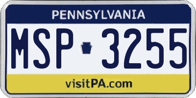 PA license plate MSP3255